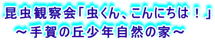 昆虫観察会「虫くん、こんにちは!」
〜手賀の丘少年自然の家〜